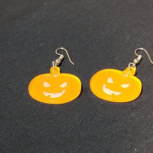 Acrylic Pumpkin Earrings, Halloween Dangle Earrings, Fall Jewelry, Spooky Accessories, October Fashion