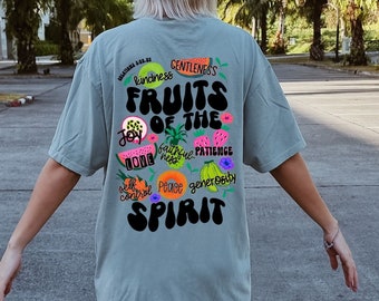 Fruits of the Spirit Comfort Colors® Shirt, Christian Shirts Gifts for Women, Botanical Shirt, Fruit Shirts, Christian Apparel, Trendy Shirt