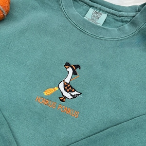 Embroidered Goose Witch Sweatshirt, Honkus Ponkus, Embroidered Halloween Silly Goose Shirt,  Embroidered Silly Goose Sweatshirt, Silly Goose