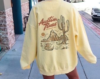 Comfort Colors Austin Texas Sweatshirt, Vintage Souvenir