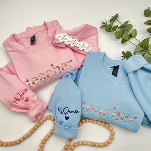 Custom Floral Teacher Sweatshirt, Personalized Gift for Teachers, Embroidered Floral Design, Unique Teacher Apparel, Back to School