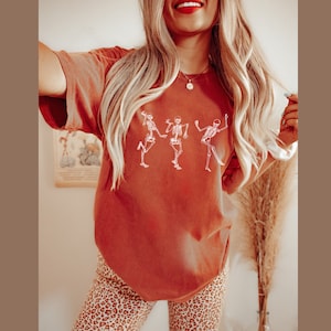 Comfort Colors® Dancing Skeletons Shirt, Skeleton Dancing Halloween Tee Shirt, Skeleton Dancing Halloween Shirt, Skeleton Shirt,