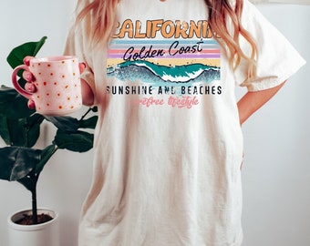 Comfort Colors® Vintage california Shirt, Golden State California T-shirt, Unisex Soft,  California Surfing Life Apparel, Beach Paradise