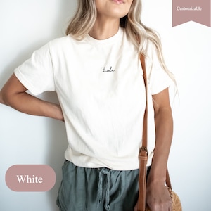 Embroidered Comfort Colors® Bridal Shirt, Minimal Bride to Be Shirt, Bride T-shirt, Bride Gift Ideas, Bachelorette Party Shirt, Bride Tee