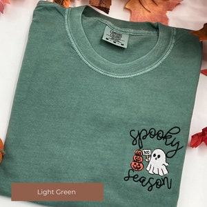 Embroidered Ghost Shirt, Halloween Spooky, Embroidered Halloween, Ghost Comfort Colors Tee, Fall Sweatshirt For Women, Fall T-Shirt