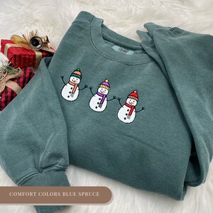Embroidered Snowman Sweatshirt, Holiday Season, Snowmen Tee, Cute Snowmen Shirt, Christmas Shirts For Women, Christmas Sweater
