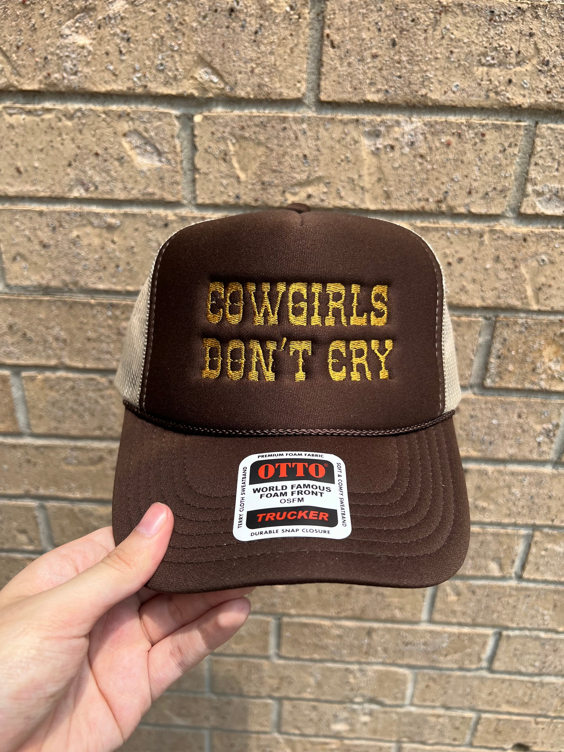 Embroidered Cowgirls Don't Cry Trucker Hat - Western Hat