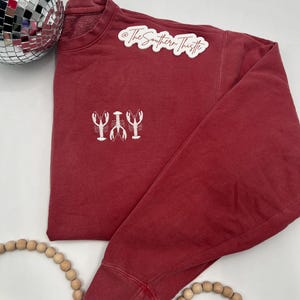 Custom Embroidered Crawfish Sweatshirt - Louisiana Sweatshirt - Crawfish Season - Crawfish Cookout - Crawfish Season Mardi Gras Embroidered