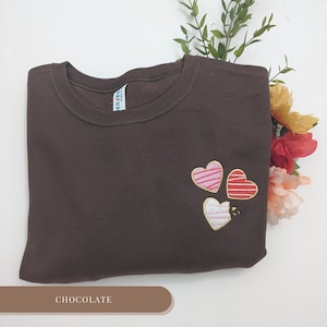 Valentine  Cookies Embroidered Sweatshirt, Heart Sweatshirt, Gift For Girlfriend, Valentine Day Cookie, Love Shirt, Conversation Hearts