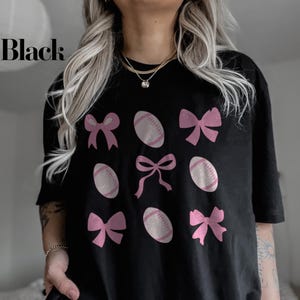 Coquette Bow Football T-Shirt | Coquette Football, Football Mom Shirt, Game Day Shirt, Football Bow Shirt, Football Game Day
