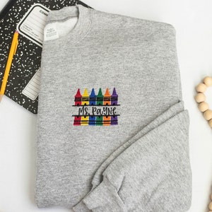 Comfort Colors Embroidered Custom Teacher Sweatshirt, Personalized School Shirt, Customized Name Teacher, Elementary Teacher, Back To School