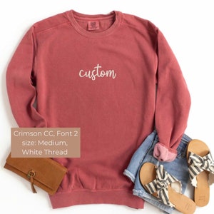 Custom Embroidered Sweatshirt, Comfort Colors® Embroidered Sweatshirt Personalized Gift for Bride Engagement Personalized Gift Sweatshirt