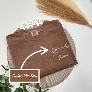 Comfort Colors Personalized Custom Pet Ear Tee, Custom Dog Shirt, Cat Shirt Personalized Pet Shirt Presents for Pet Parent, Custom Ears