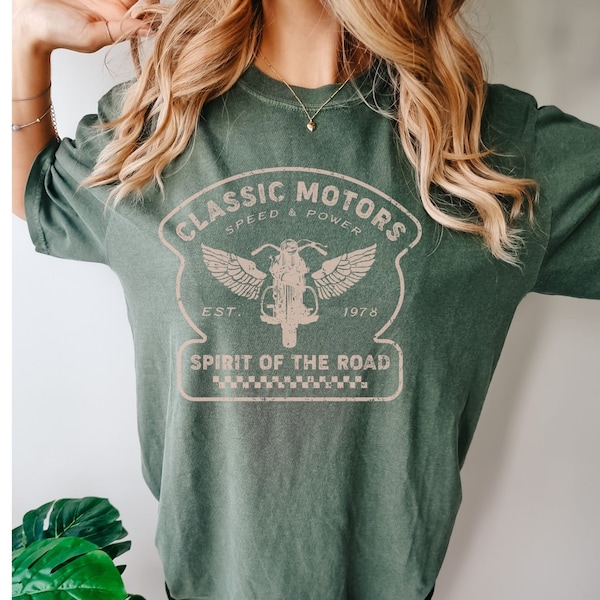 Comfort Colors Vintage Racing Shirt, Biker Style Tee, Motorcycle Lover Fashion, Rider Vibes, Bold Graphic Tee, Retro Inspired