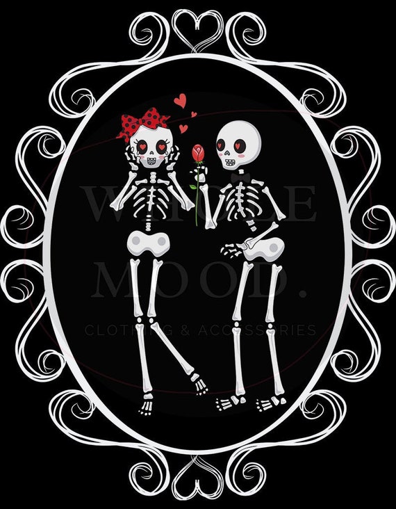 Skeleton Love Couple Romantic Halloween Digital Clipart Etsy
