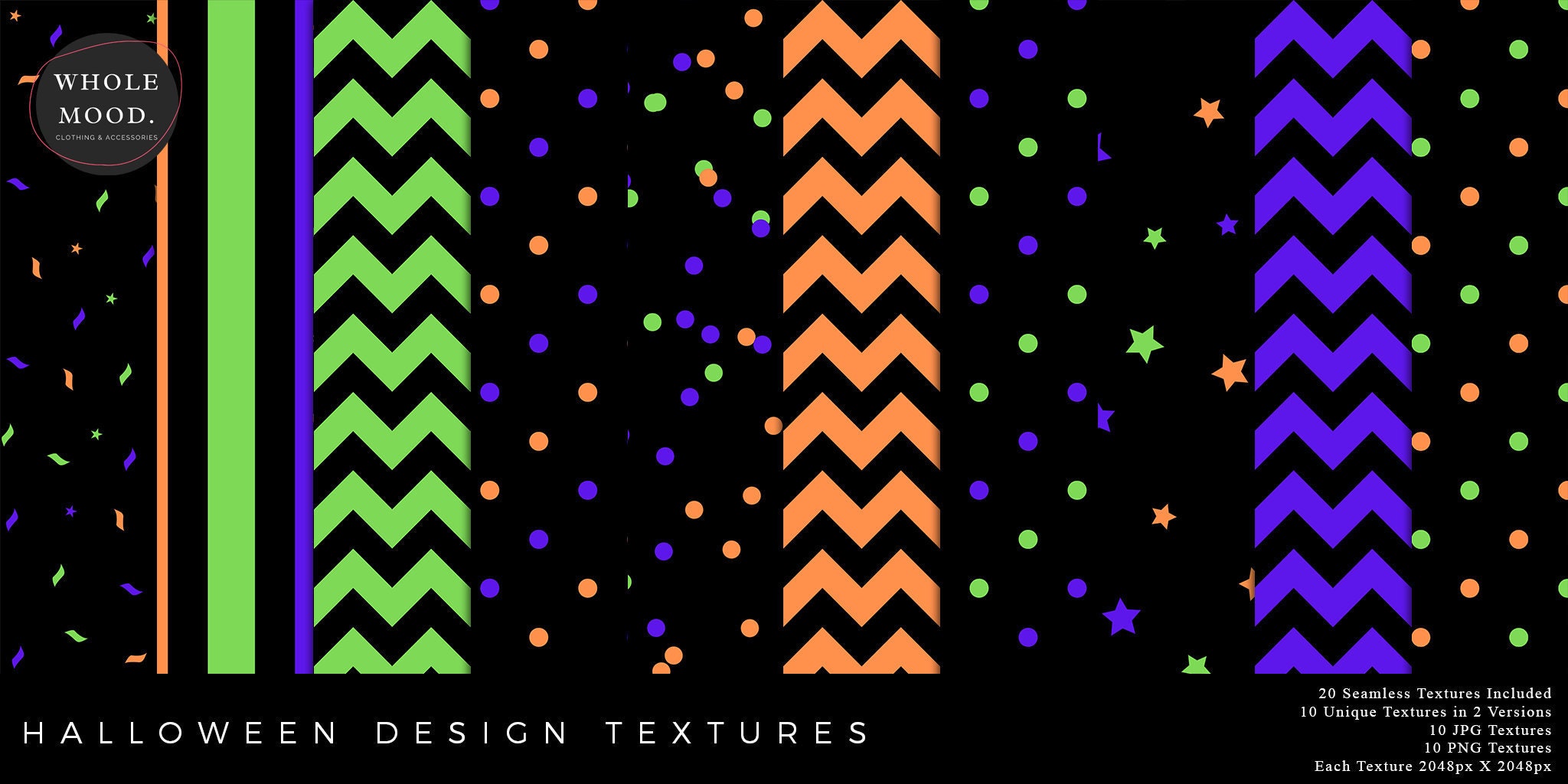 Halloween Digital Paper Design Seamless Textures Confetti Polka Dot