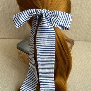 Merchant and Mills block print fabric hair ribbon/bow/hairband /hat ribbon