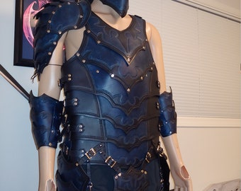 Leather Armor Full Suit of armor! Available in several styles and colors. Breastplate, Helmet, Bracers, Legs, Shoes, Full arms and more!