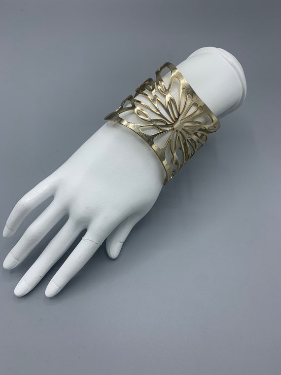 Vintage Thierry Mugler flower cuff bracelet.