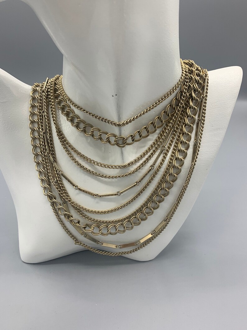Vintage multi strand chain necklace.