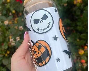Lata de cristal de calabaza y Skellington