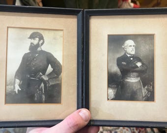 Retratos de la Guerra Civil de la década de 1930: Robert E. Lee y Stonewall Jackson (Pareja enmarcada)