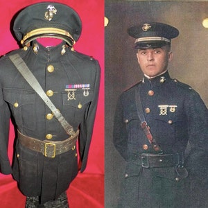 1920-30’s China Marine Officer. KIA in Nicaragua, Blouse with Decorations, Cover and Belt