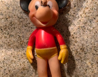 Vintage Squeak DISNEY Sun Rubber Mickey Mouse. Made in USA For Walt Disney Prod Late 40s-Early 50s. Still Squeaks. Very Clean. Has Pain