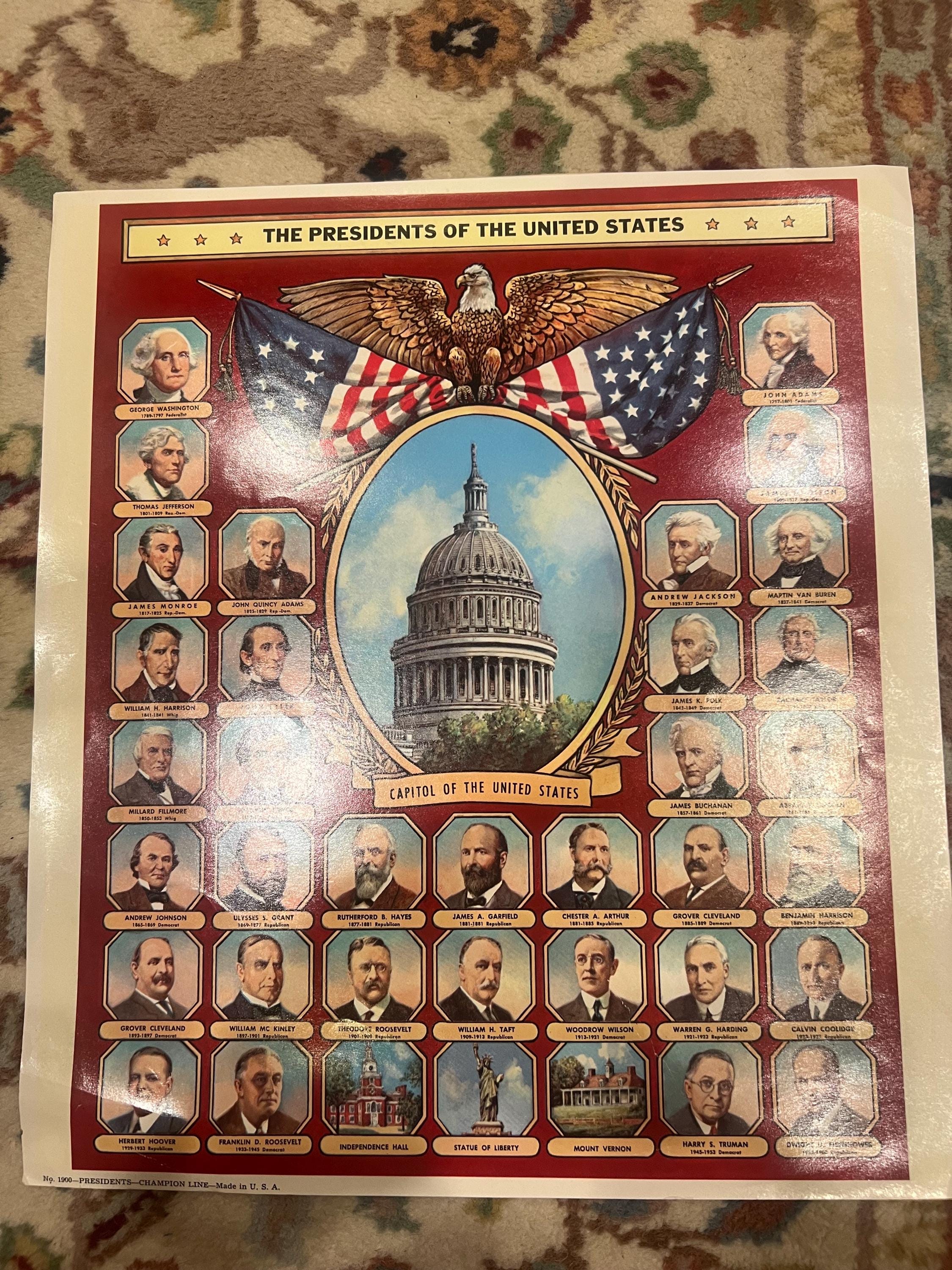 1960 US Presidents Lithograph - Etsy