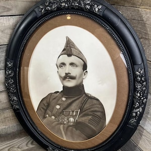 1890s1910s WW1 French Colonial Infantry Officer Portrait Tassel Cap & Medals