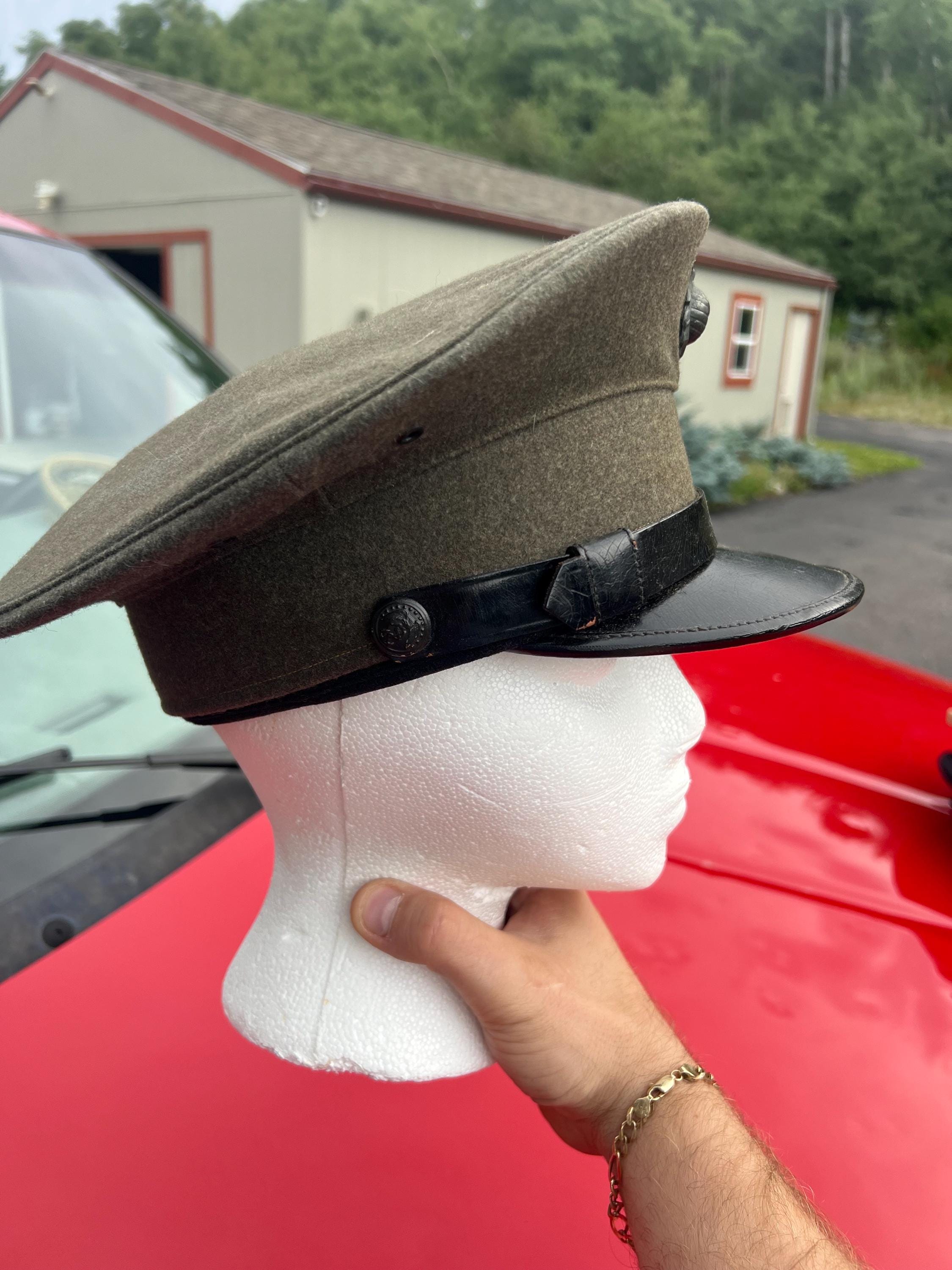 WWII USMC Marine Corps Enlisted Visor Cap or Hat W/ega