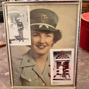 RARE WW2 Color Woman Marine Seersucker Uniform Photo Lot 2nd Division Boyfriend