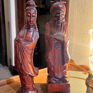 Chinese Rose Wood Carvings Man Woman