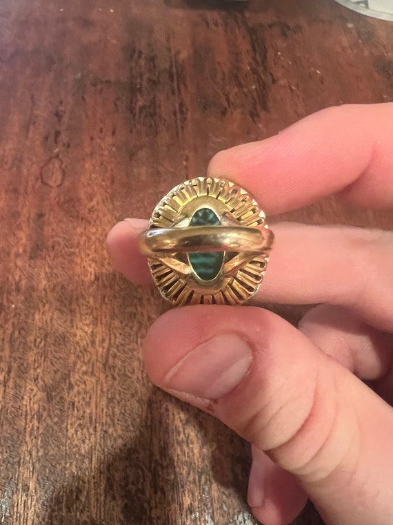 14k Yellow Gold Turquoise Ring. Size 7 - image 4