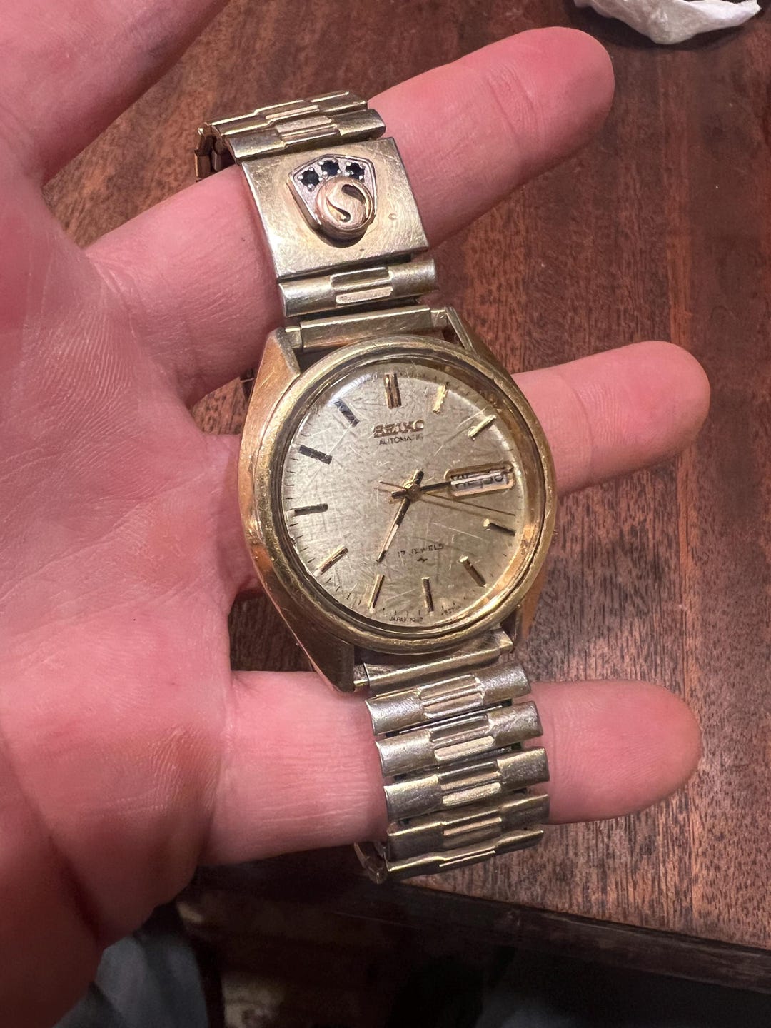 Sekonda Orologio da uomo massonico al quarzo analogico con cassa in oro quadrante blu e cinturino in pelle marrone 90095, cinturino
