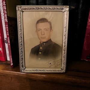 1940’s WWII USMC Marine Corps Colorized Photo. Come with period frame and original paper frame