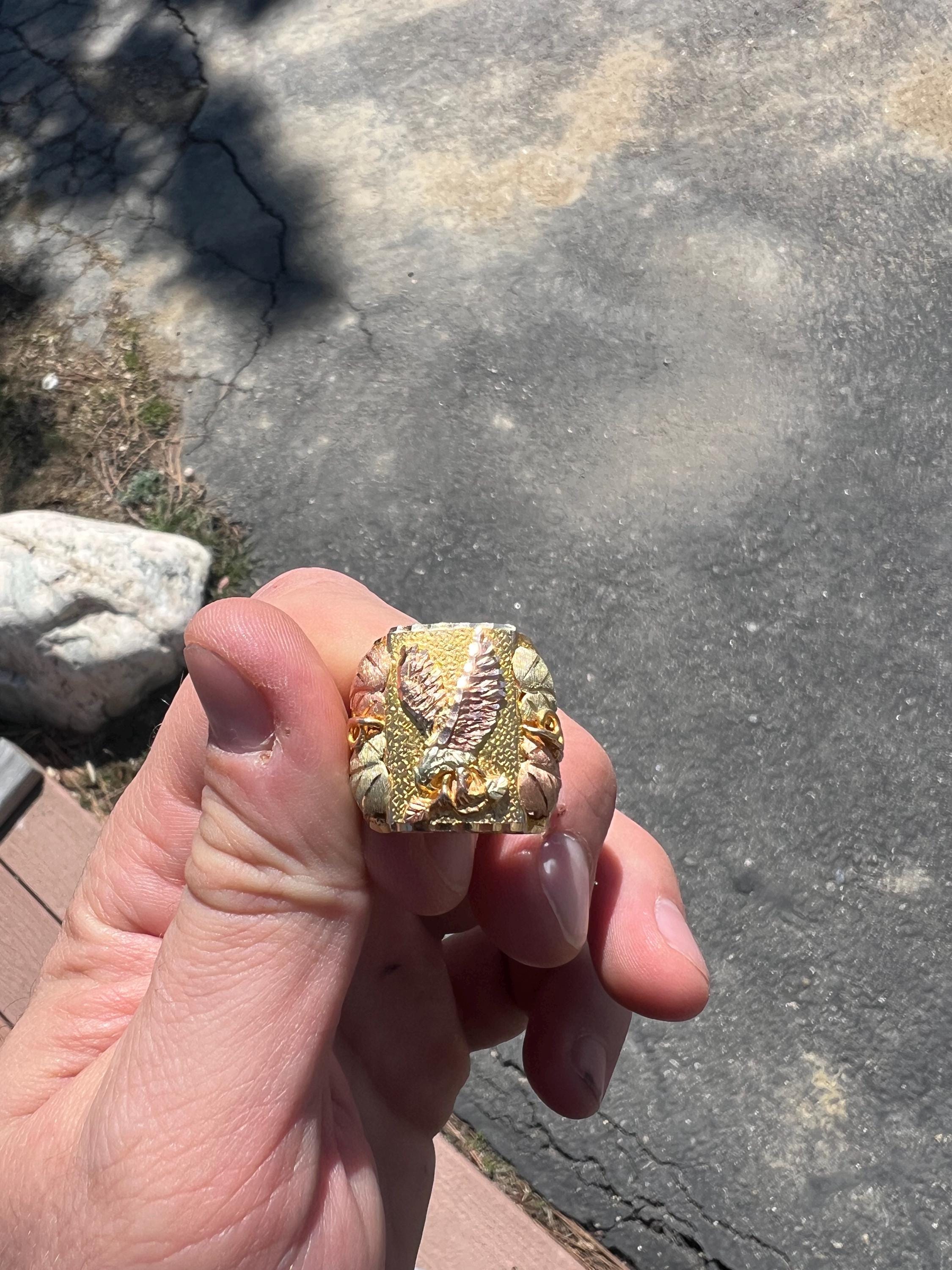 14K リング　レトロ Black Hills Gold Eagle Rings - Etsy