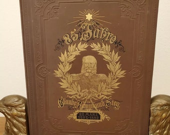 1882 KAISER Wilhelm 1st German Military & Emperor Propaganda LARGE HC , Beauty!