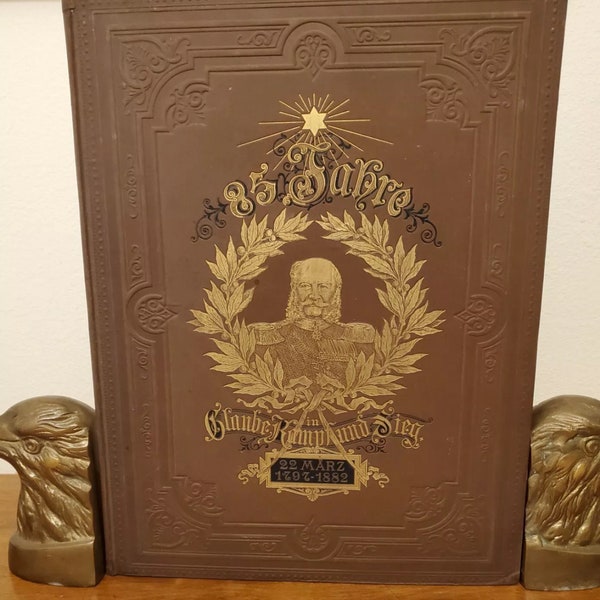 1882 KAISER Wilhelm 1st German Military & Emperor Propaganda LARGE HC , Beauty!