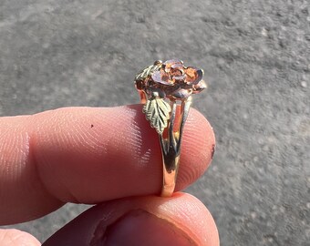 Vintage Black Hills Gold Rose Ring – 10K Tri-tone Gold – Size