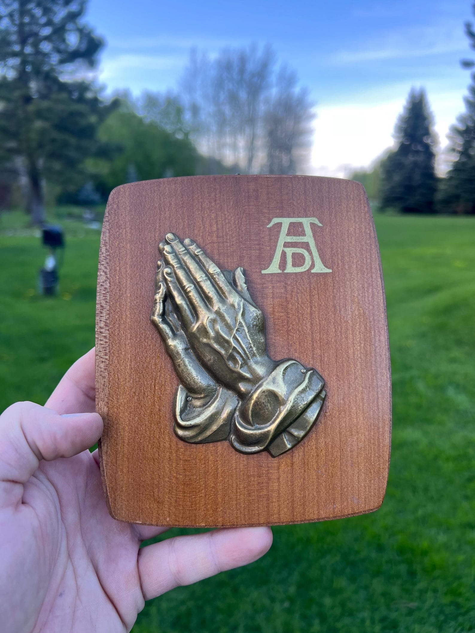 Albrecht Dürer Praying Hands bronze on wood