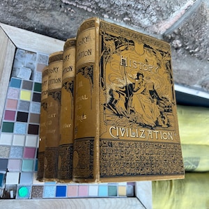1887–1888 History of Civilization by E. A. Allen – 4 Volume Set – Illustrated Victorian Era Books