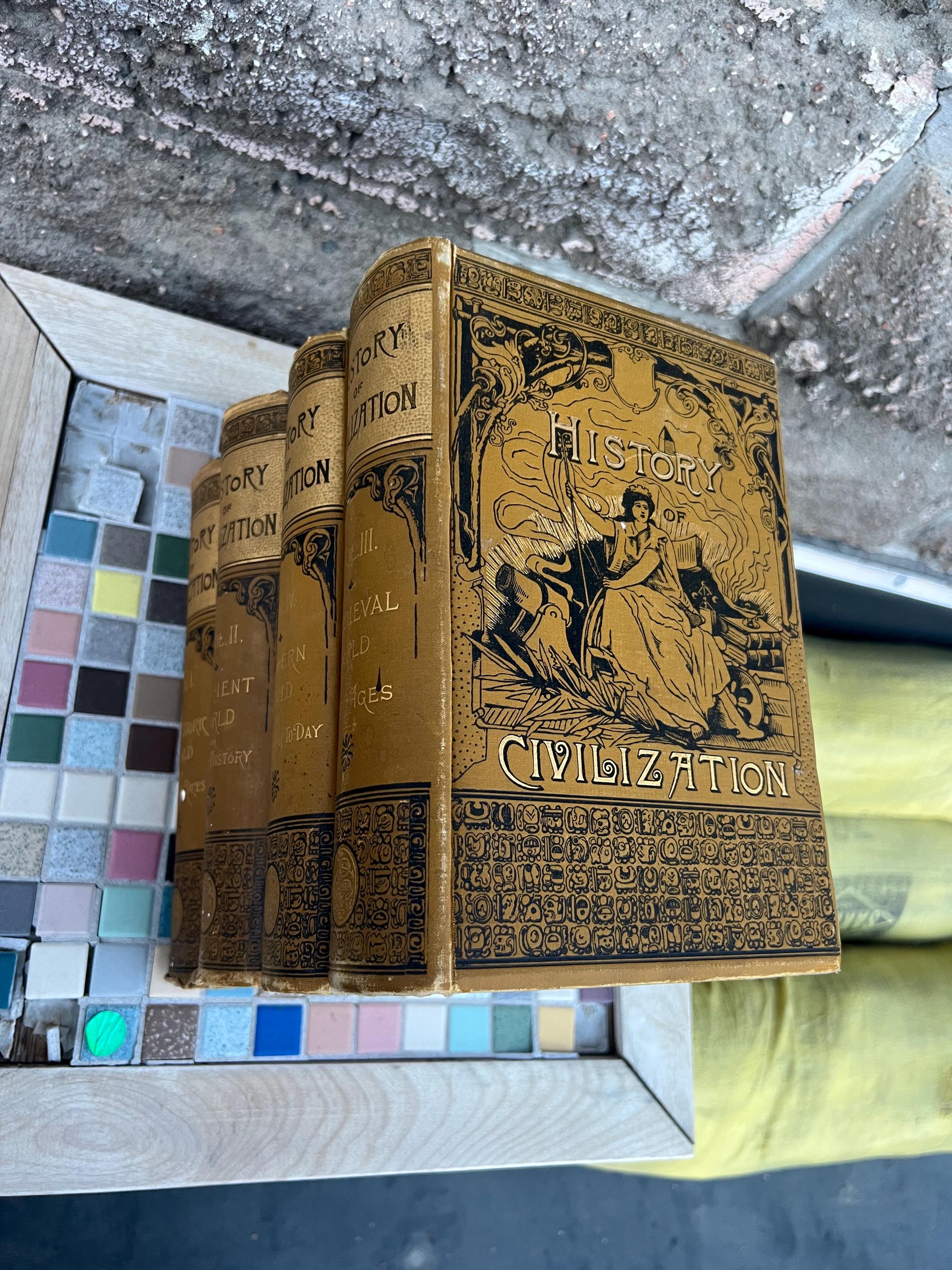 1887–1888 History of Civilization by E. A. Allen – 4 Volume Set