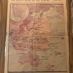 WW2 Map Los Angeles Examiner News Paper