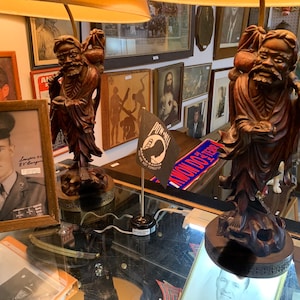 1950’s era Pair Lamps (No Shade Included) Taoist Immortal Vintage Chinese Rosewood  Statue