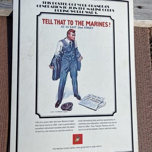 1982 USMC Poster Tell That to the Marines Heavy Cardstock