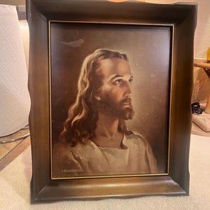 1941 Large Original Warner SallmanThe Head of Christ Lithograph