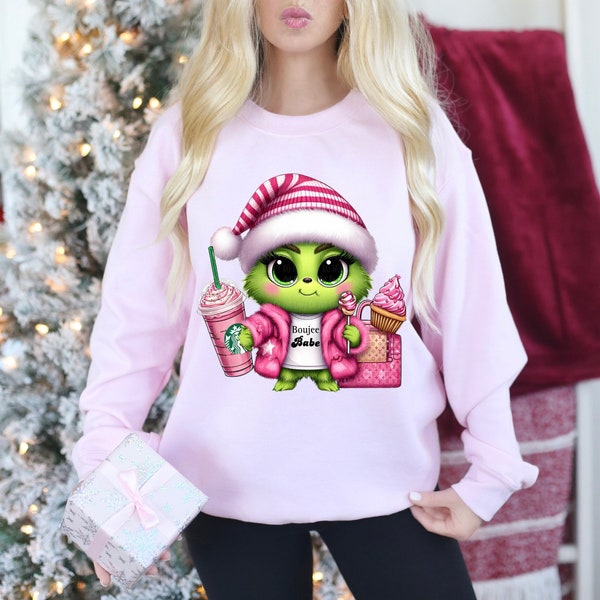 Bougie grinchie baby  sweater or t shirt, Bougie Grinchie baby t shirt, christmas sweater, christmas t shirt, santa sweater, Pink grinchie