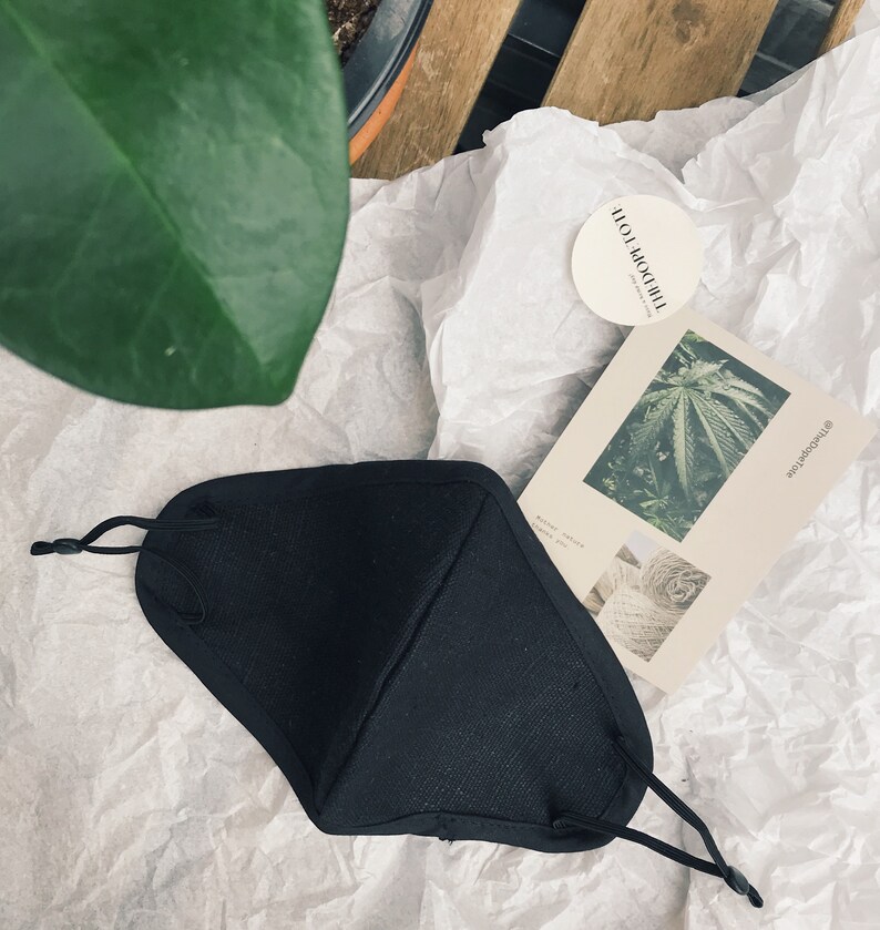 HEMP BLACK MASK, 100 Natural Premium Hemp Fabric Face Mask, Filter