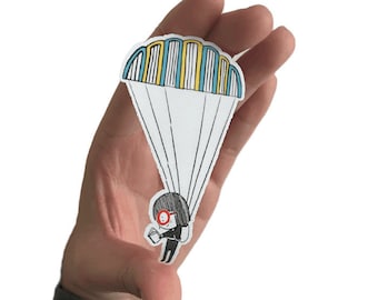 Parachute Little Girl Reading Waterproof Sticker, Book Lover Gifts, Gift for Bookworm, Vinyl Stickers, Bookish Sticker